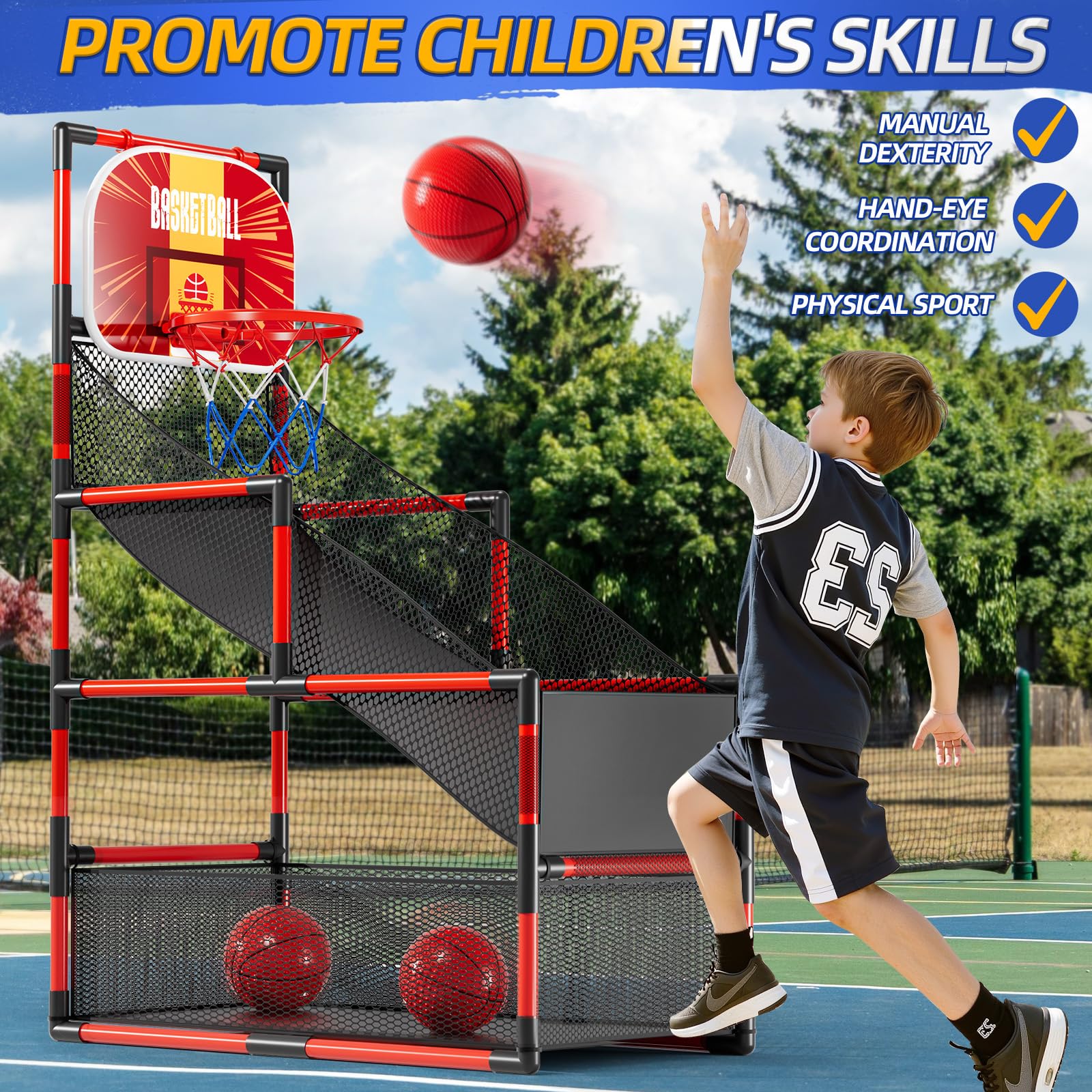KIZONLY four balls and pump included for instant shooting fun