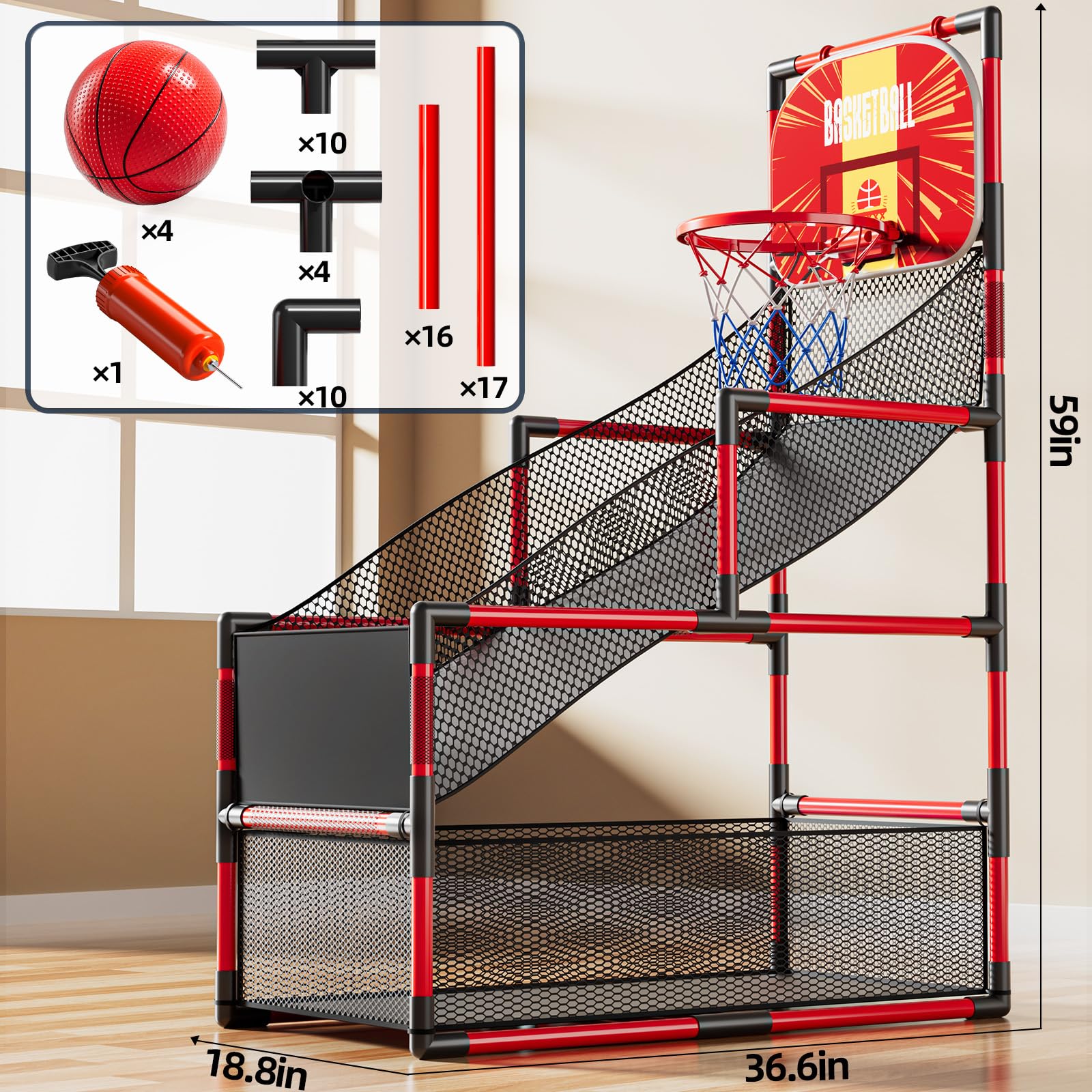 KIZONLY hoop ready for outdoor play with portable setup