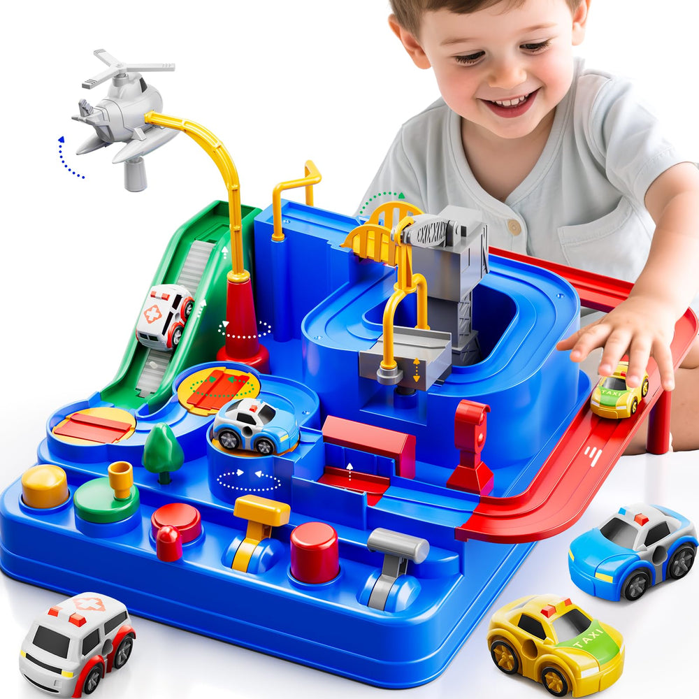 KIZONLY car race track assembly ready for quick indoor play.
