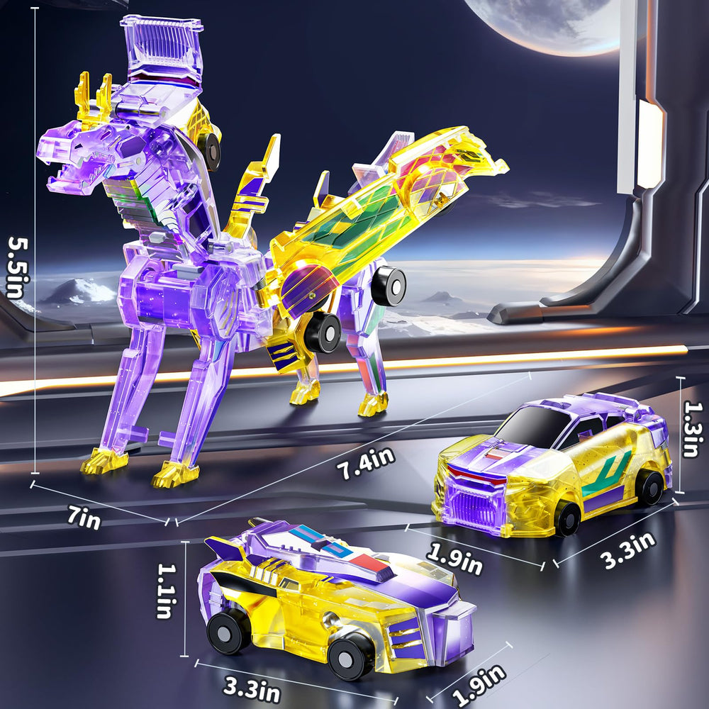 KIZONLY collision transforming dinosaur car compact size fits small play spaces