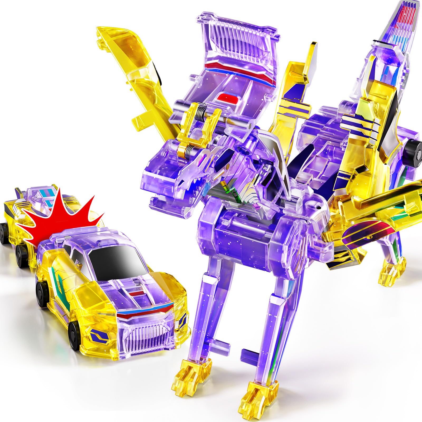 KIZONLY collision transforming dinosaur car front view showcases easy-grip design for imaginative play