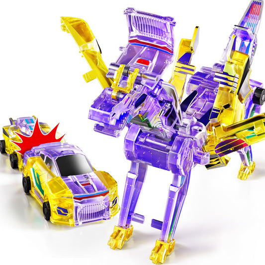 KIZONLY collision transforming dinosaur car front view showcases easy-grip design for imaginative play