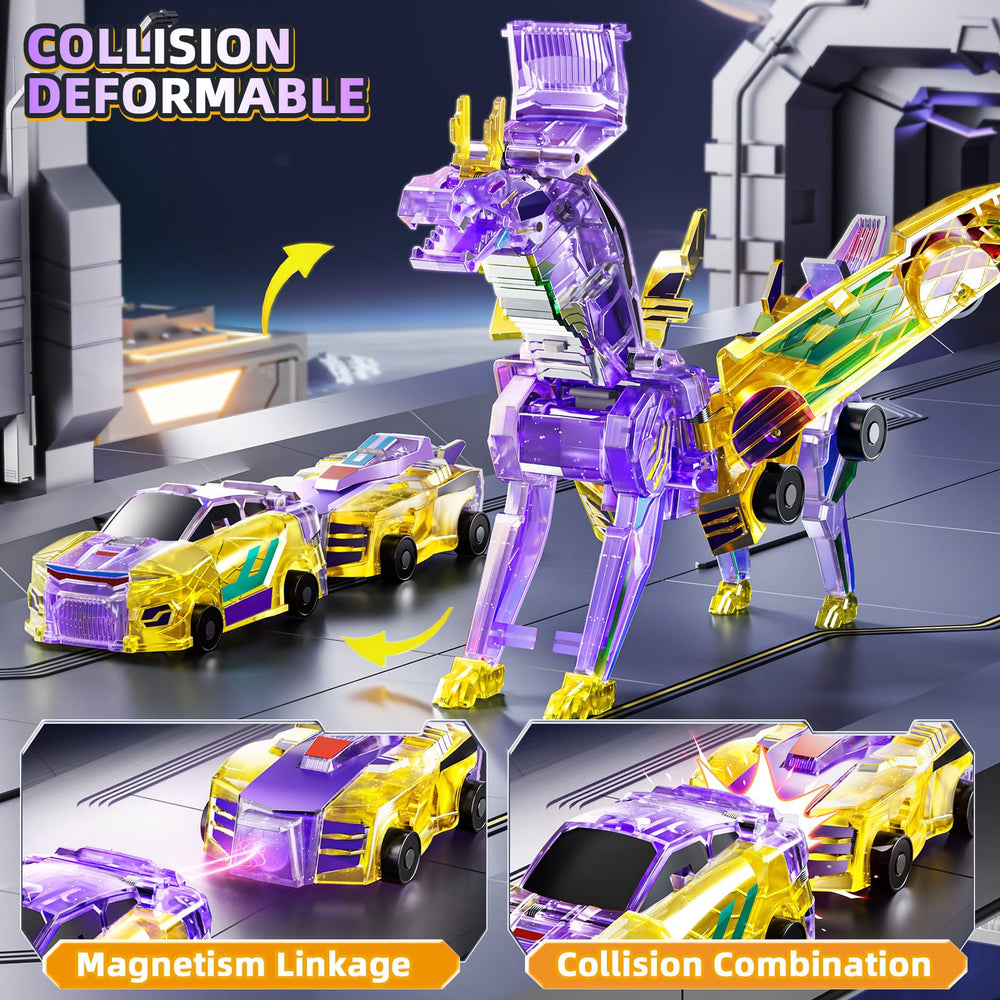 KIZONLY collision transforming dinosaur car magnet action delivers satisfying, hands-on play