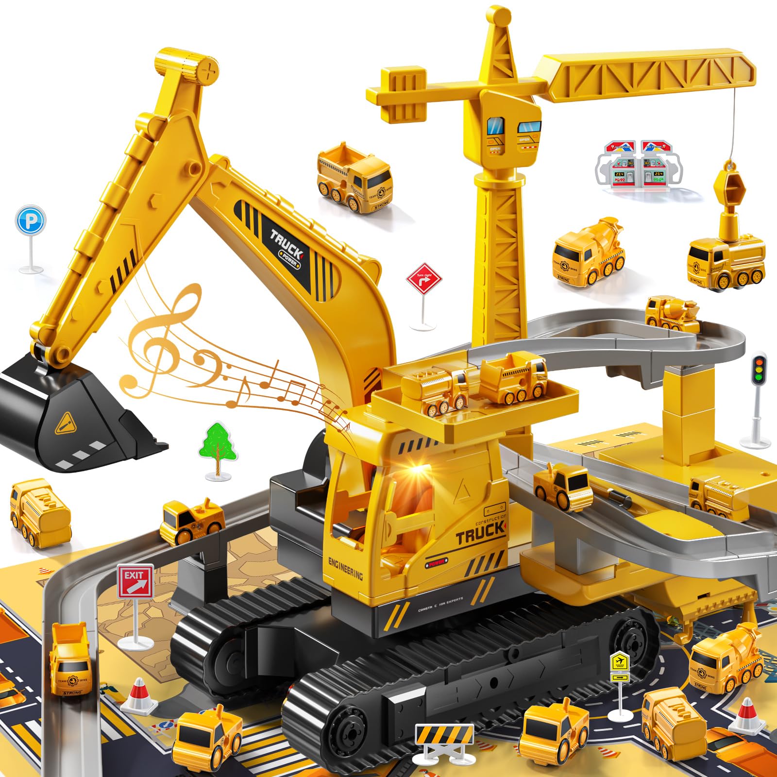 KIZONLY construction excavator toy with large excavator for imaginative construction play.