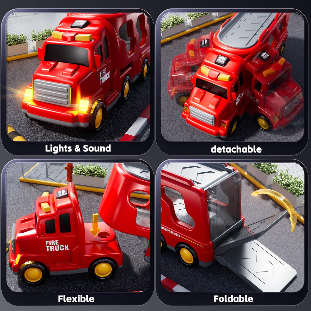 KIZONLY fire car complements firefighting stories and cooperative play.