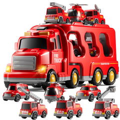KIZONLY Fire Truck 7in1 carrier truck ready for imaginative playtime adventures.