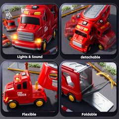 KIZONLY Fire Truck 7in1 easy-push action shown for smooth rolling.