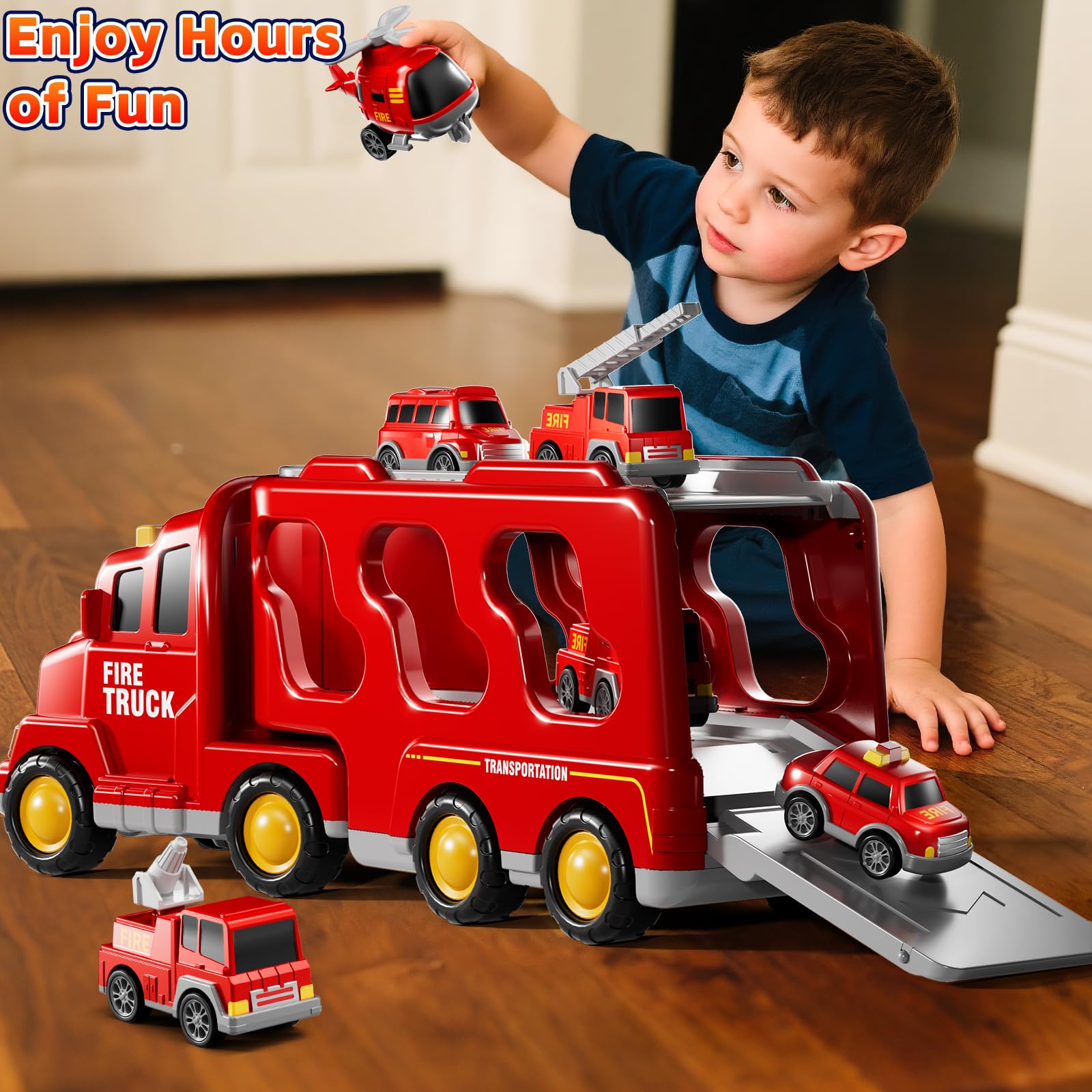KIZONLY Fire Truck 7in1 fire car featuring light and sound for engaging play.