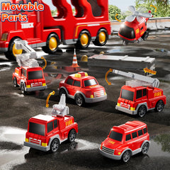 KIZONLY Fire Truck 7in1 rotating cab demonstrates obstacle navigation.