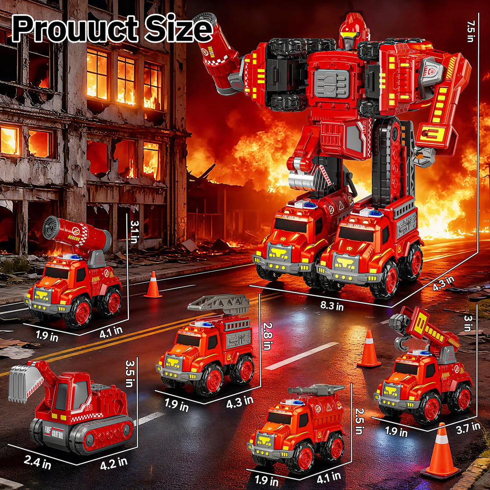 KIZONLY fire truck assembly parts laid out for easy building.