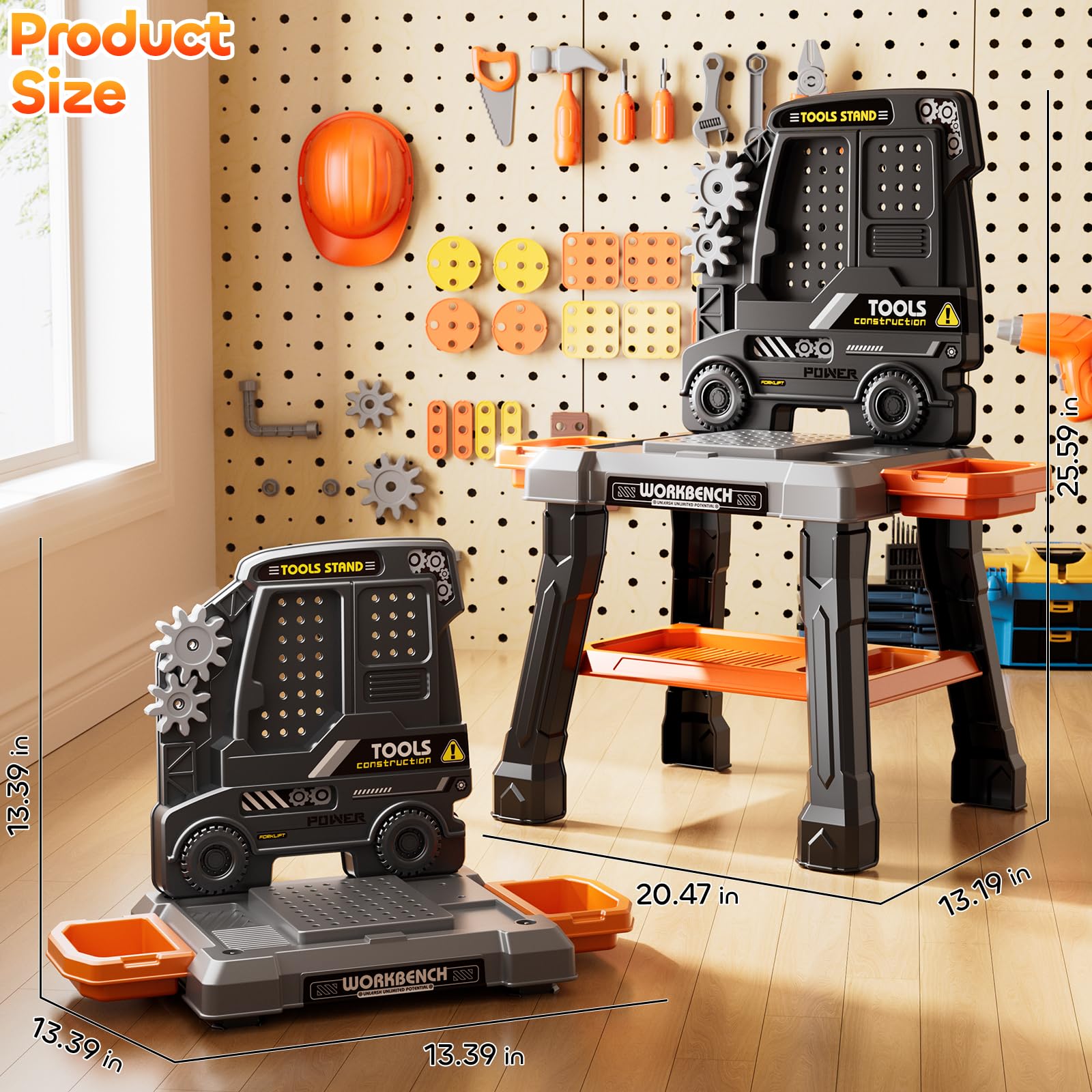 KIZONLY helmet and storage organize tools for tidy, portable play anywhere