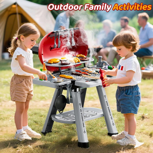 KIZONLY Kids Grill Playset side view shows durable two‑tier design for extra space