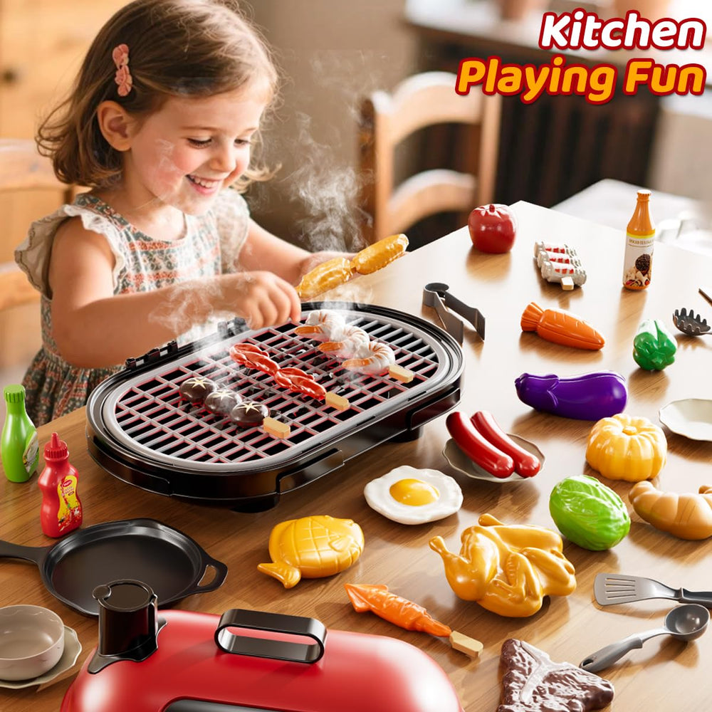 KIZONLY Kids Grill Playset two‑tier design enables extended pretend grilling sessions