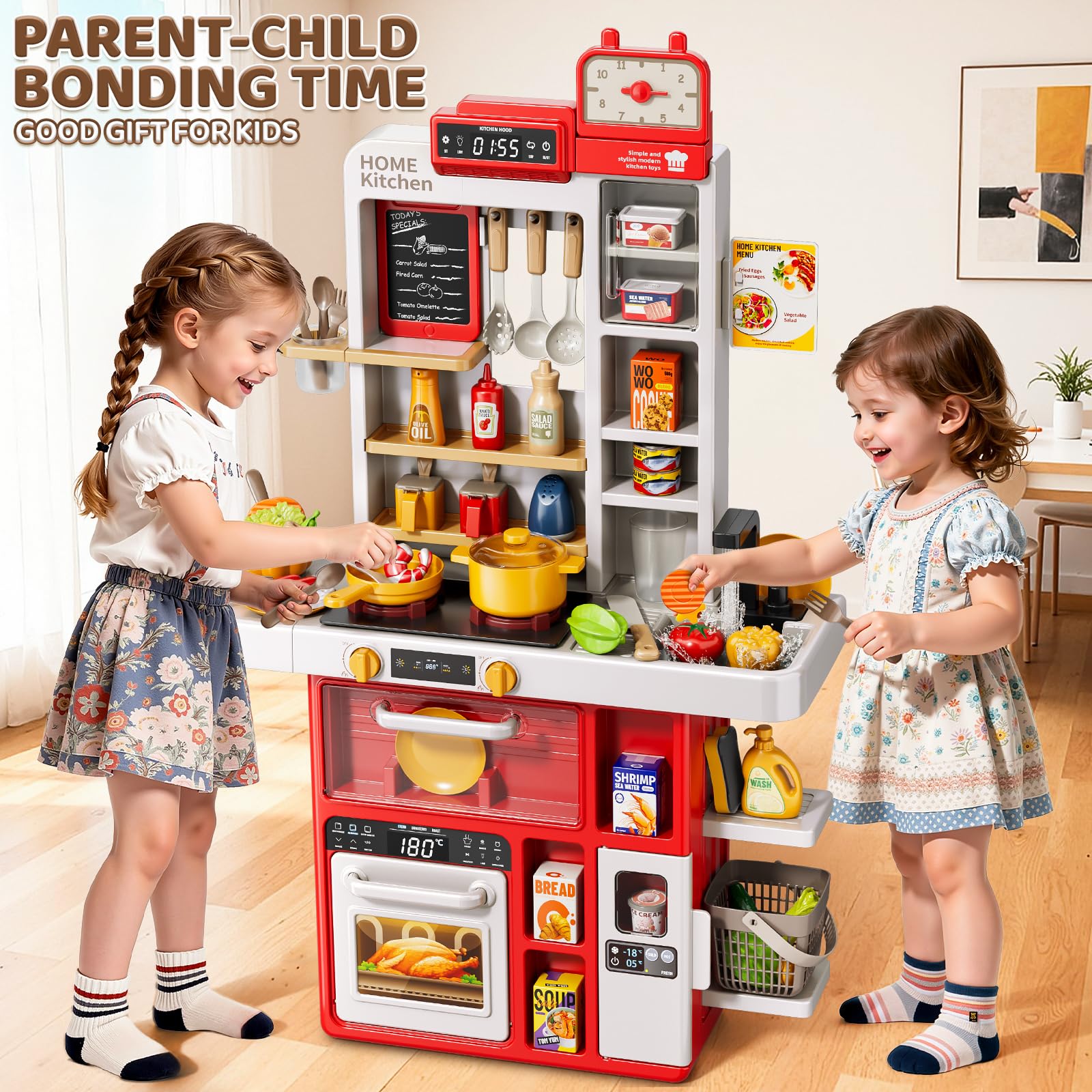 KIZONLY Kids Kitchen Set play sink water enables hands-on washing pretend
