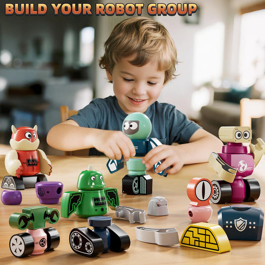 KIZONLY magnets robot blocks in assembly action highlight easy joining for little builders.