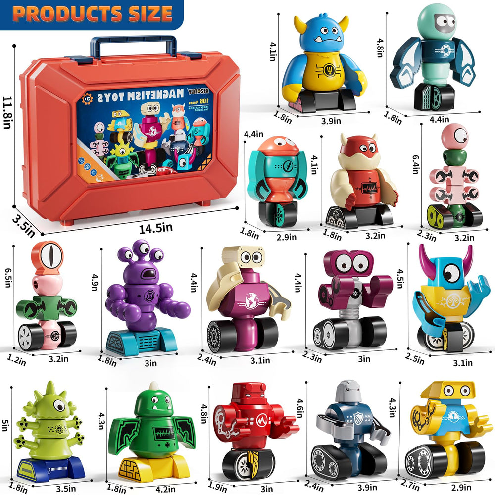 KIZONLY magnets robot blocks open-ended play encourages creativity and problem solving.