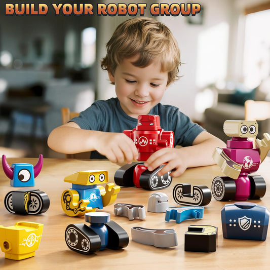 KIZONLY magnets robot building set shown with storage box for easy cleanup