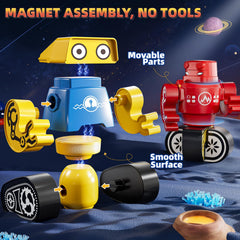 KIZONLY magnets robot set close up highlighting rotating arms for interactive play