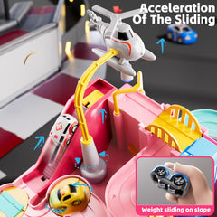 KIZONLY mechanical track action captures dynamic race moments for budding drivers.