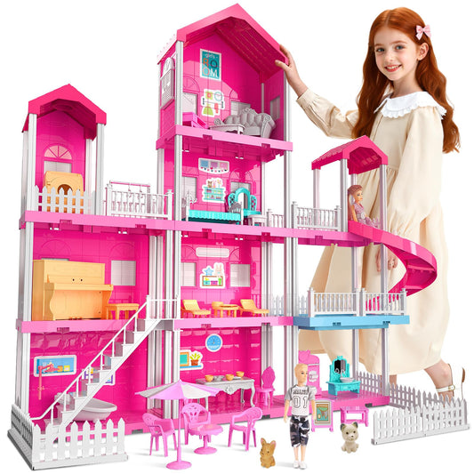 KIZONLY Pink Girl House 4-storey exterior view for imaginative play.