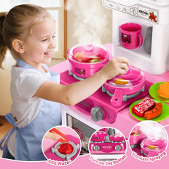 KIZONLY pink kitchen playset sink with running water for pretend washing
