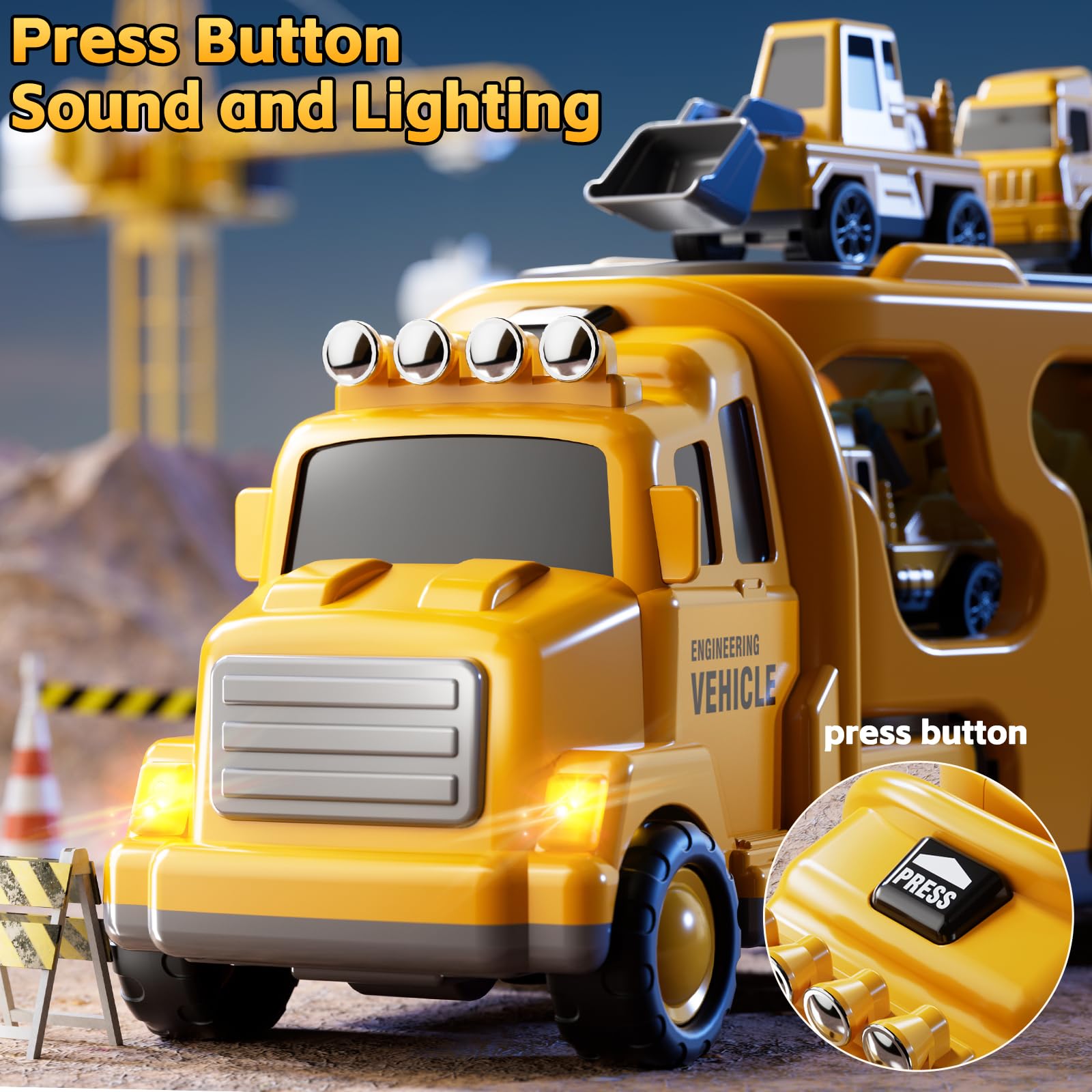 KIZONLY push-truck digger-crane play promotes active movement and fine motor practice