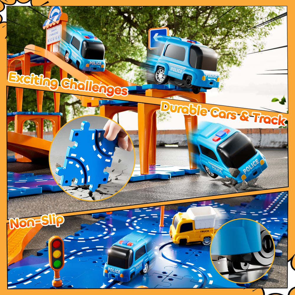 KIZONLY Puzzle Racer multi-stage play image illustrating growth in skills and interest.