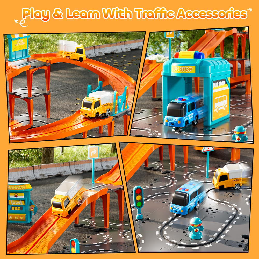KIZONLY Puzzle Racer multi-stage play supports growing challenges.