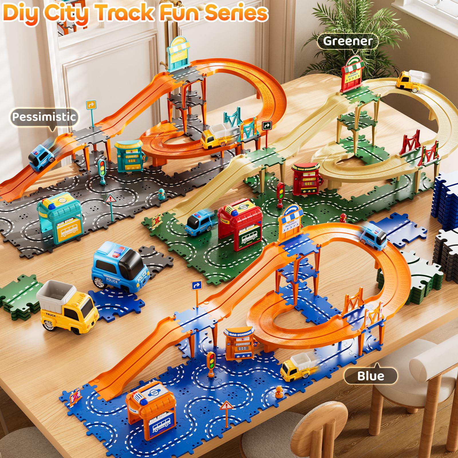 KIZONLY Puzzle Racer traffic parts keep scenes lively and organized.