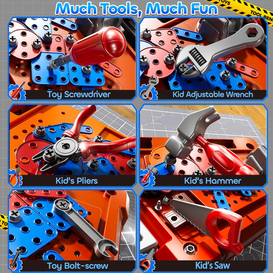 KIZONLY Toddler Tool Set with saw and hammer supports fine motor skills.