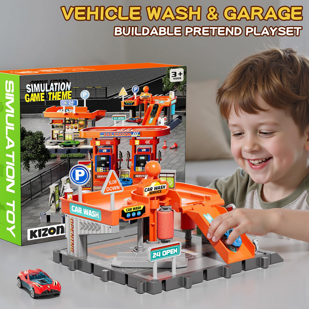 KIZONLY garage-compatible playset fits with other garage collections for extended play