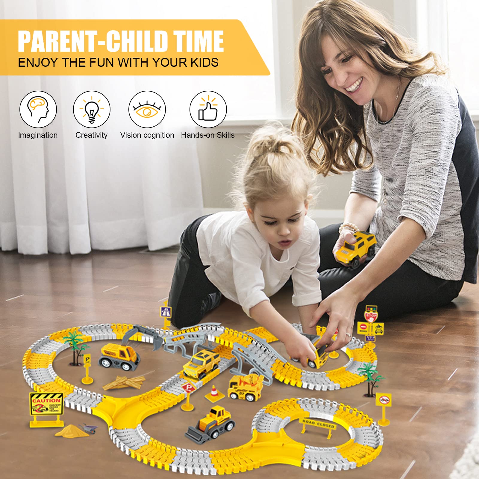 Kizplays movable truck arms enhance pretend construction work.