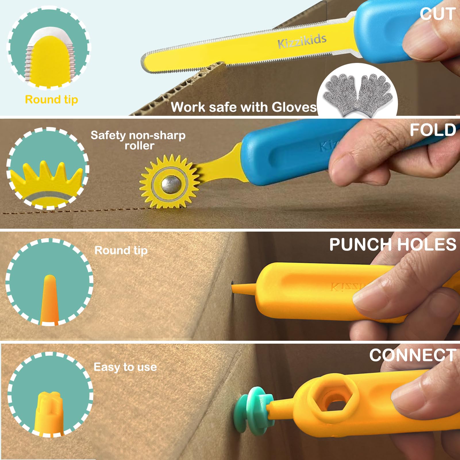 Kizzikids EXPLORE 180-degree connectors expand surfaces for larger builds