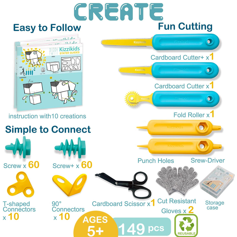 Kizzikids EXPLORE tools used by kids for safe assembly and building