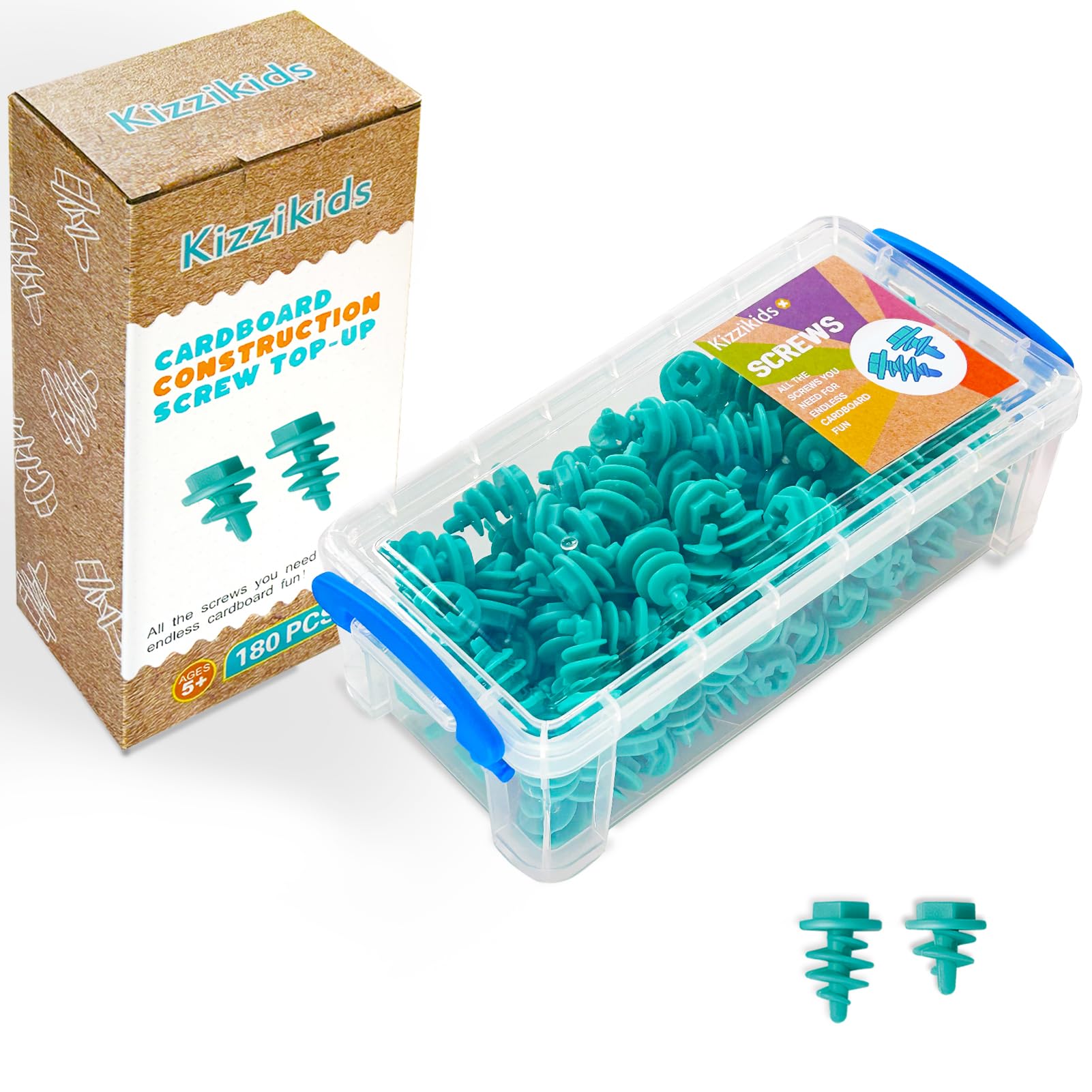 Kizzikids Screws Kit Top-up 180 Piece—screws and pieces for creative cardboard builds