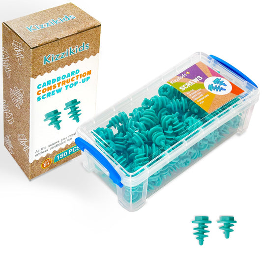 Kizzikids Screws Kit Top-up 180 Piece—screws and pieces for creative cardboard builds