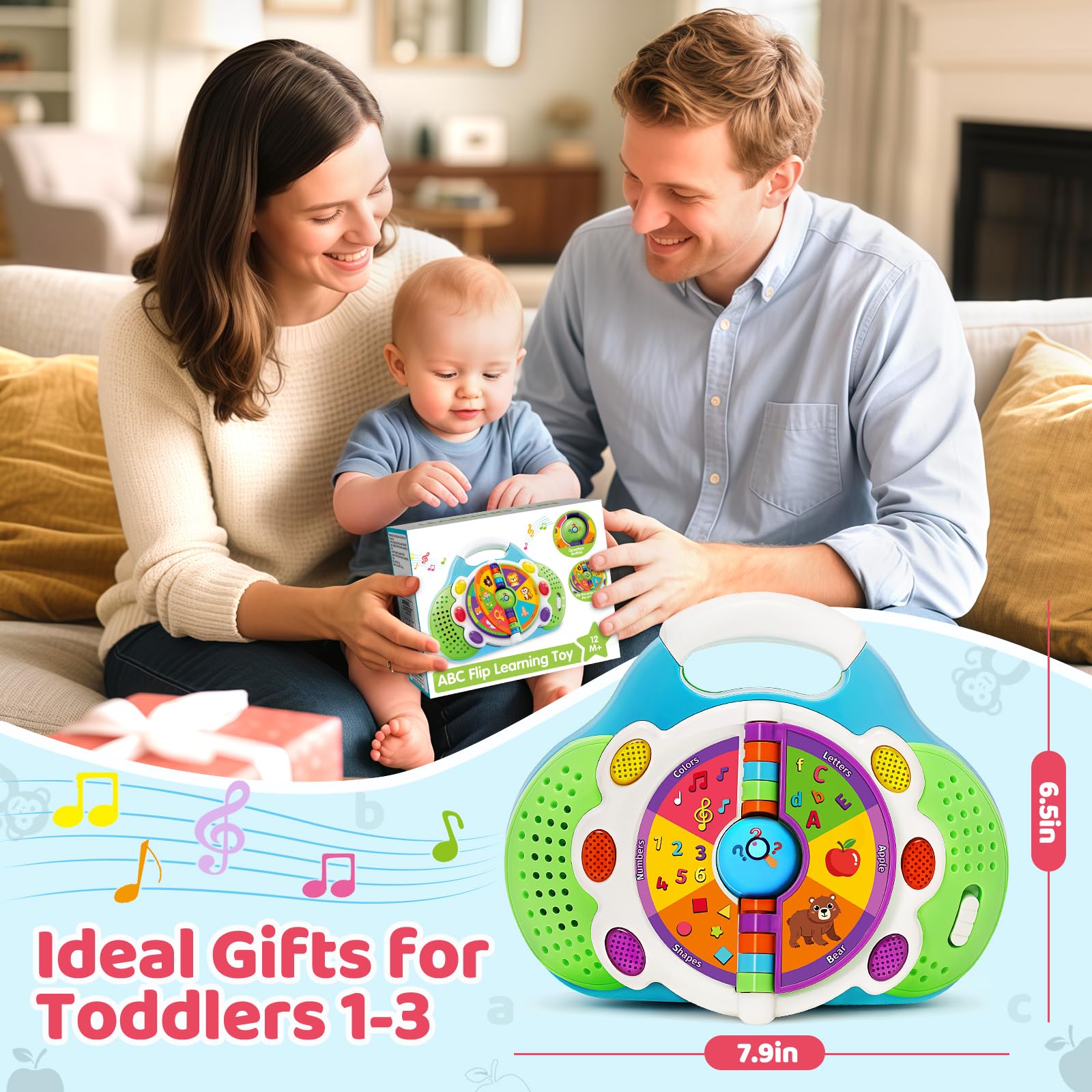 KIZZYEA Alphabet Flip Toy gift-ready packaging suitable for Christmas or birthdays.