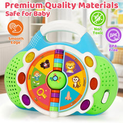 KIZZYEA Alphabet Flip Toy on a playmat highlighting words, songs, and memory building.
