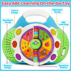 KIZZYEA Alphabet Flip Toy held by toddler to showcase portable learning on the go.