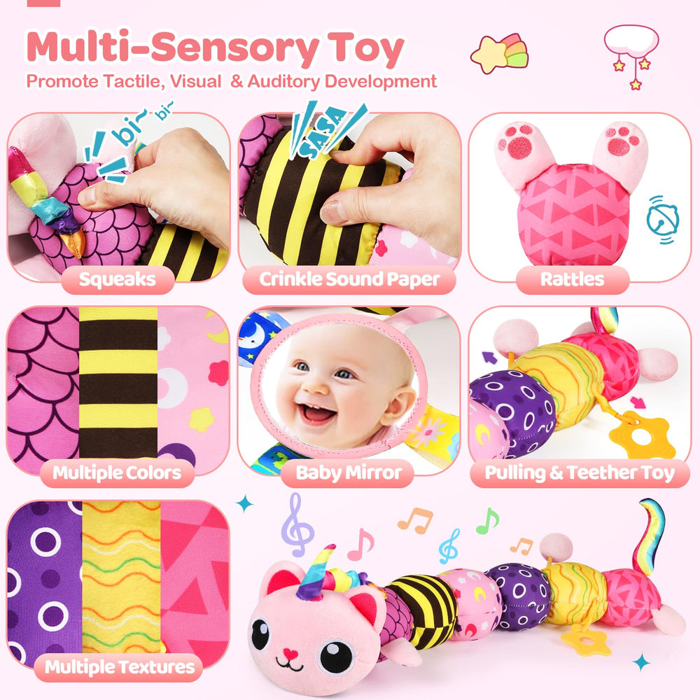 KIZZYEA unicorn-cat teether rings soothe gums during play