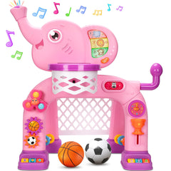 KIZZYEA elephant sports toy basketball hoop in action boosts hand-eye coordination.