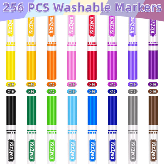 KIZZYEA markers in 16 color swatches show vibrant, safe ink.