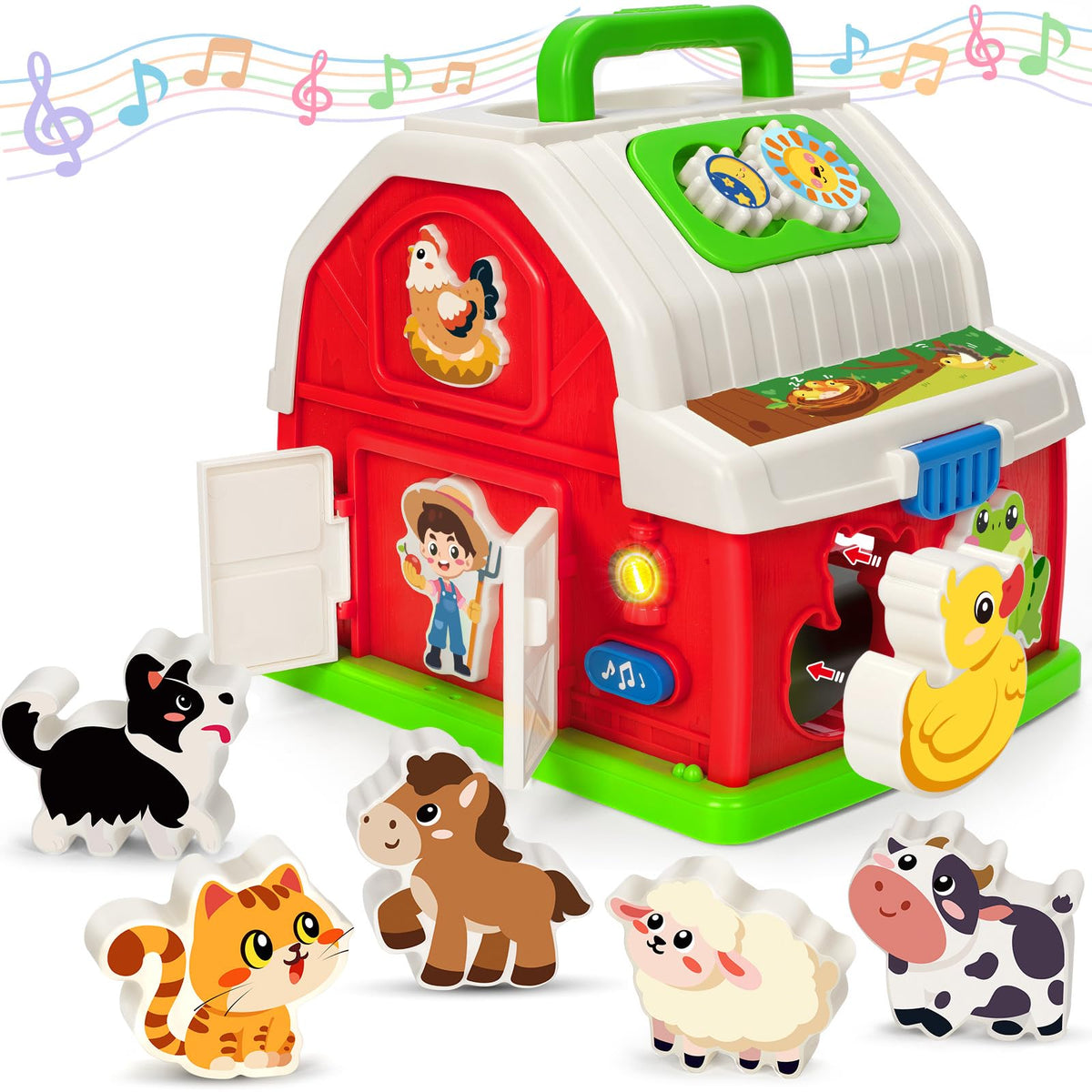 KIZZYEA musical barn doors promote tactile engagement and pretend play.