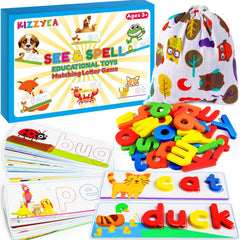 KIZZYEA See and Spell flash cards promote letter recognition through hands-on play.