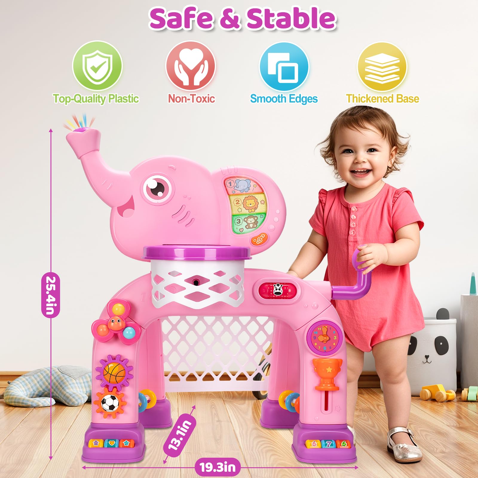 KIZZYEA sturdy base design keeps the hoop stable during lively shots.