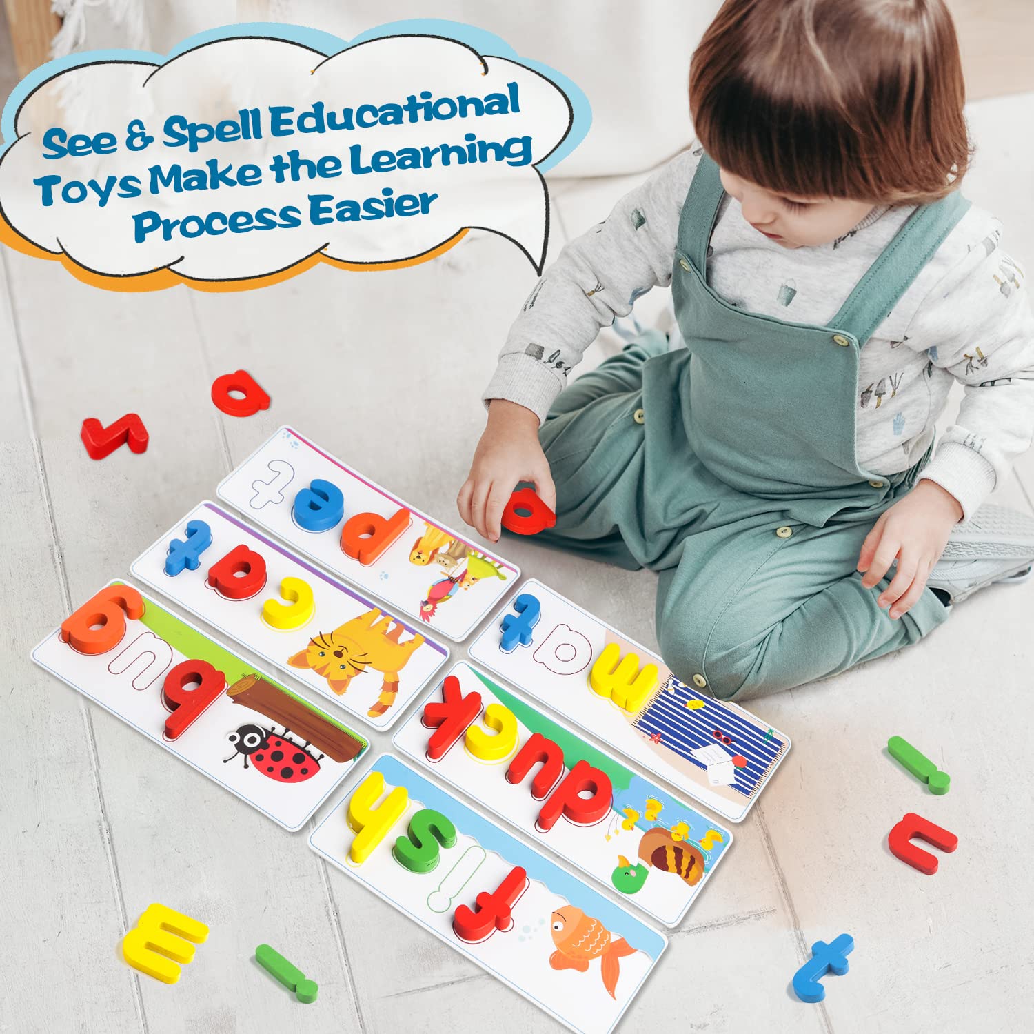KIZZYEA stack-and-spell bricks encourage spelling practice with engaging hands-on activity.