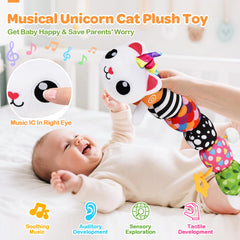 KIZZYEA Unicorn Cat Toy rattle sounds engaging early hearing in infants.