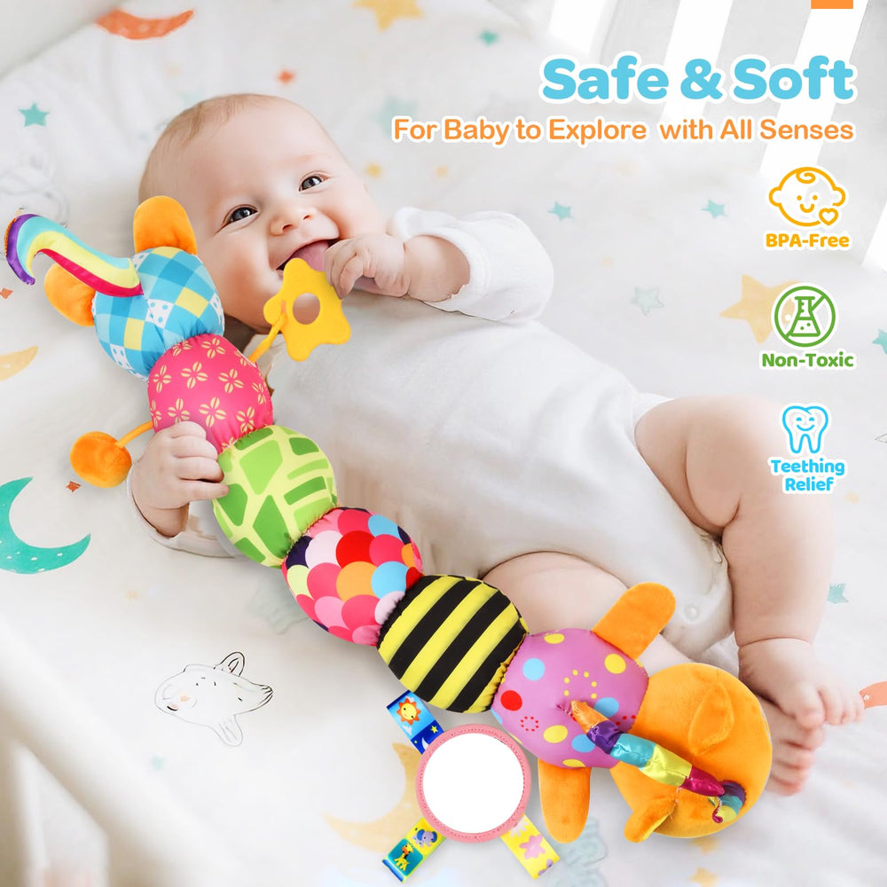 KIZZYEA unicorn cat toy squeaks create gentle sounds to soothe infants.