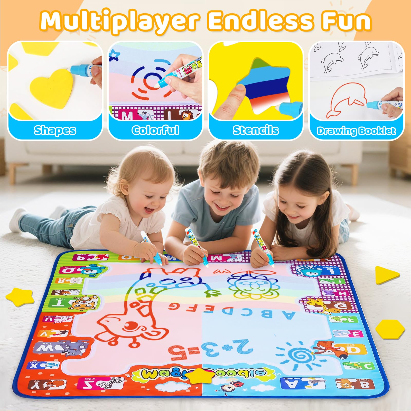 KIZZYEA water doodle mat pattern molds aid drawing skills.