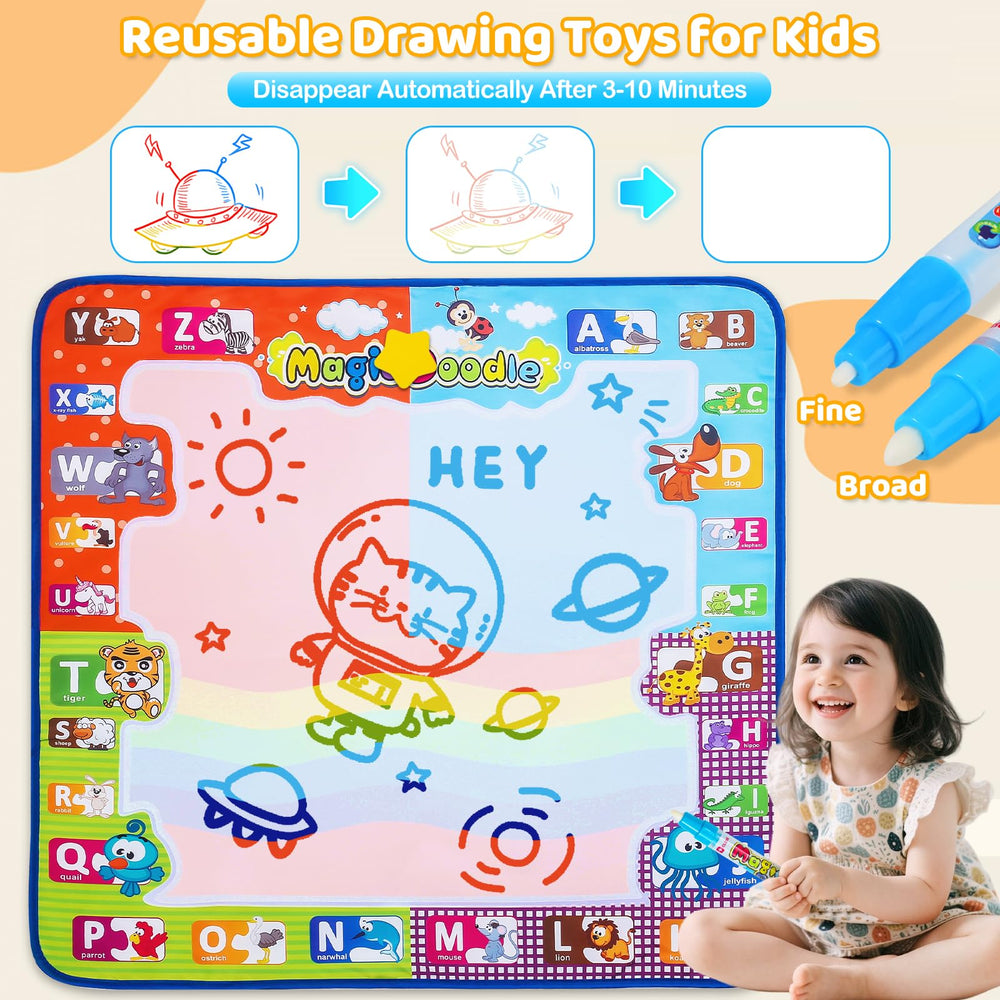KIZZYEA water doodle mat pen set supports reusable water-based drawing.